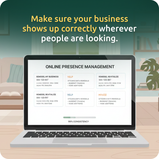 Local SEO listings for home renovation companies showing up in search results