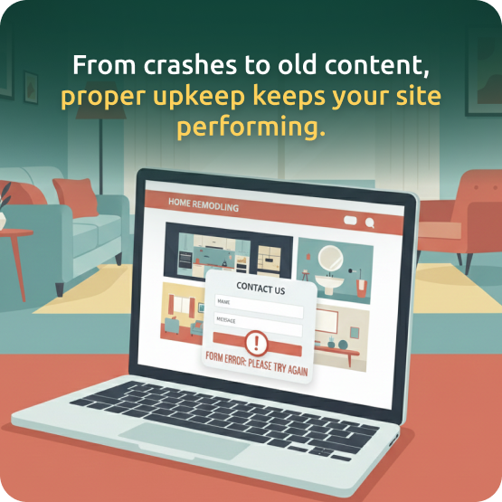 Website backup and recovery for home improvement companies preventing site crashes